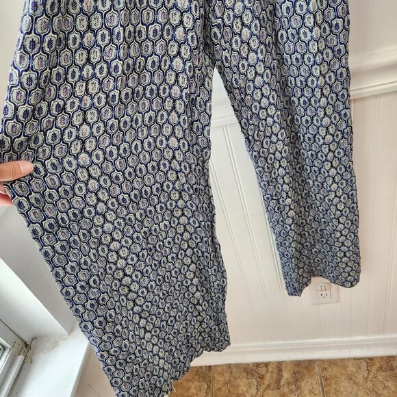 Blank London Anthropologie Seine Blue Motif Jumpsuit Flowy Women's Petite XS - Picture 8 of 12